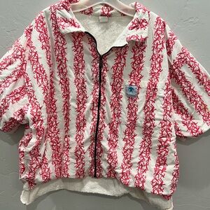 Vintage Men’s LEGGOONS Surf Streetwear Terry Cloth Colorful Zip Up Top Medium